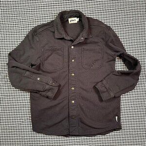 PACT Organic Cotton Shacket Snap Collared Grey Sweatshirt Mens Size Large